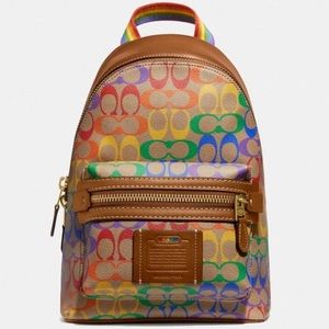 Coach Academy Pack In Rainbow Signature Canvas Bag
